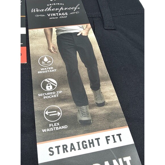 Weatherproof 2-pk Men's Straight Stretch Tech Pant 34x30 Flex Waist Black & Gray - Picture 5 of 16